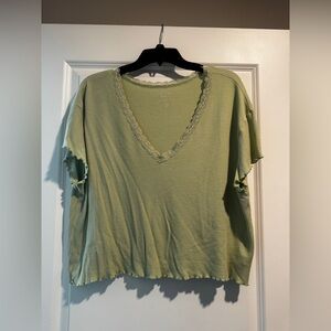 American Eagle Outfitters Light Green V-Neck Crop Top